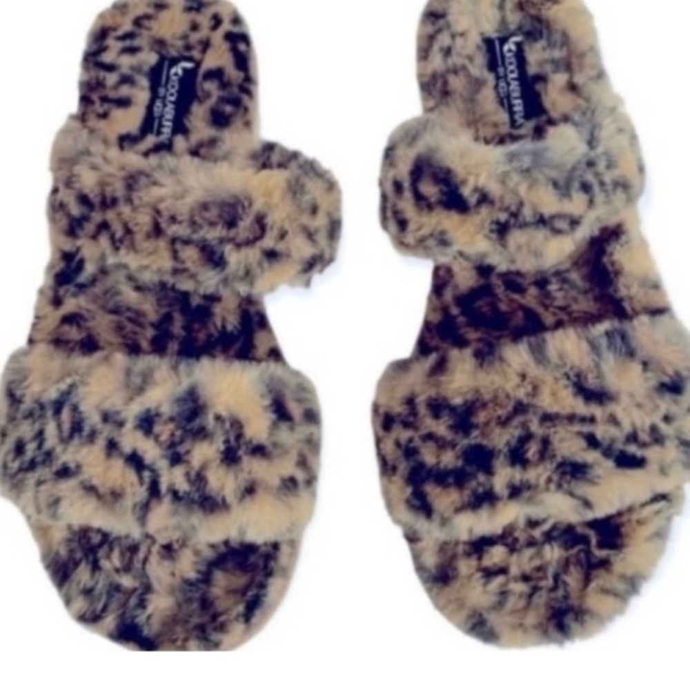 Koolaburra by UGG Leopard Print Fuzzy Slippers 10